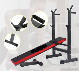 Adjustable Weight Bench Folding Press w/Barbell Rack Pec
