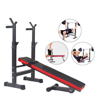 Adjustable Weight Bench Folding Press w/Barbell Rack Pec