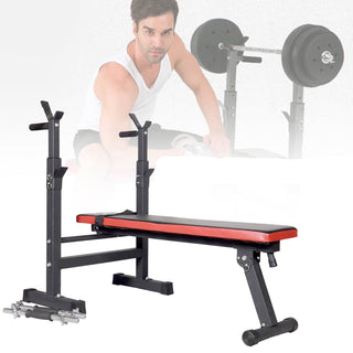Adjustable Weight Bench Folding Press w/Barbell Rack Pec