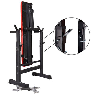 Adjustable Weight Bench Folding Press w/Barbell Rack Pec