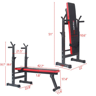 Adjustable Weight Bench Folding Press w/Barbell Rack Pec