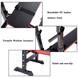 Adjustable Weight Bench Folding Press w/Barbell Rack Pec