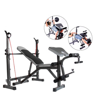Full Body Adjustable Weight Bench Folding Press W/Barbell Rack