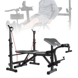 Full Body Adjustable Weight Bench Folding Press W/Barbell Rack