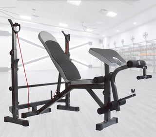 Full Body Adjustable Weight Bench Folding Press W/Barbell Rack