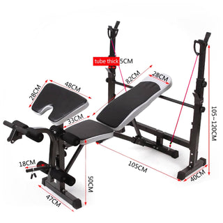 Full Body Adjustable Weight Bench Folding Press W/Barbell Rack