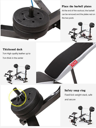 Full Body Adjustable Weight Bench Folding Press W/Barbell Rack