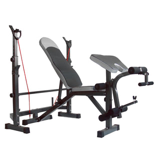 Full Body Adjustable Weight Bench Folding Press W/Barbell Rack