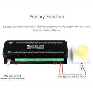 30-Channel Ethernet Relay Module Modbus TCP Protocol Poe Ethernet Communication