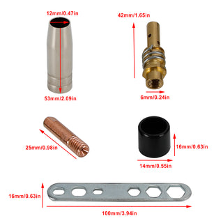 24Pcs MB-15AK MIG/MAG M6 Welding Torch Welder Contact Tips Holder Gas Nozzle