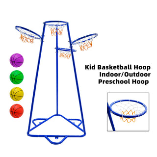 Early Learning 4 Hoop Kid Basketball Hoop Indoor/Outdoor Preschool Hoop Set Blue
