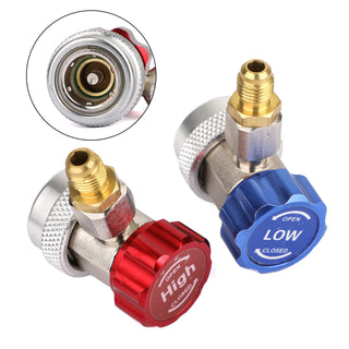2x 1/4" Quick Connector Adapter Coupler Auto A/C Manifold Gauge Low/High HVAC