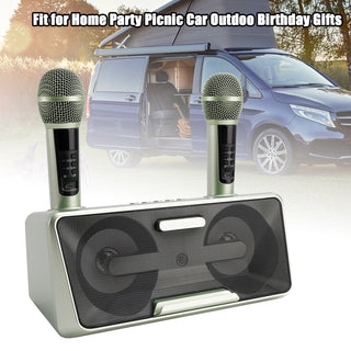 Wireless Bluetooth Speaker Dual Microphone Karaoke for Home Party Picnic Outdoor