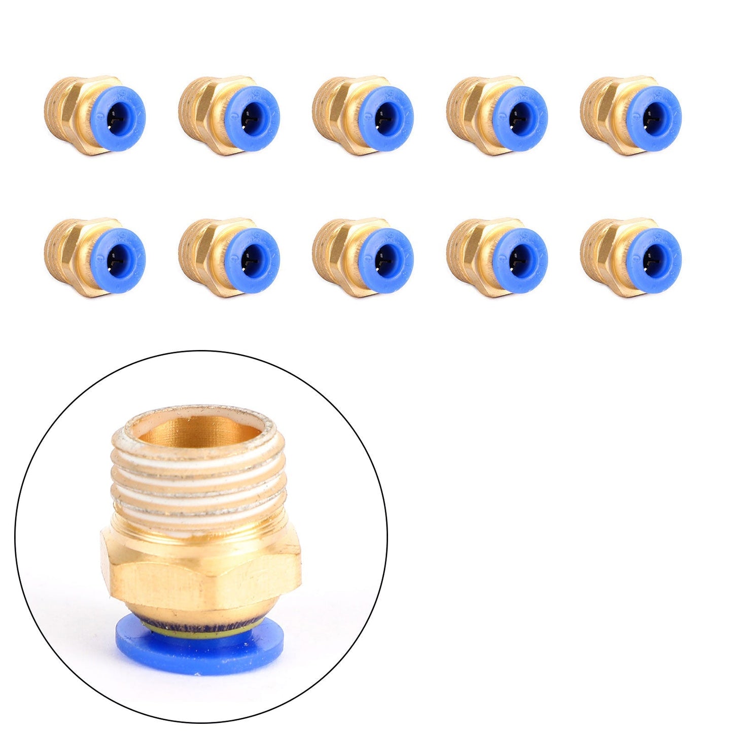 10x Pneumatic 1/4" Tube X 1/8" NPT Male Connector Push In To Air Connect Fitting Generic