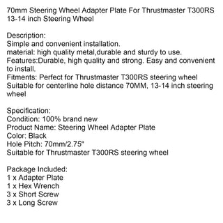 70mm Steering Wheel Adapter Plate For Thrustmaster T300RS Ferrari 599 P310/R383