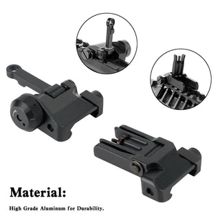 Folding Back Up Iron Sight Flip Up Front Rear Set Picatinny Rail KAC300