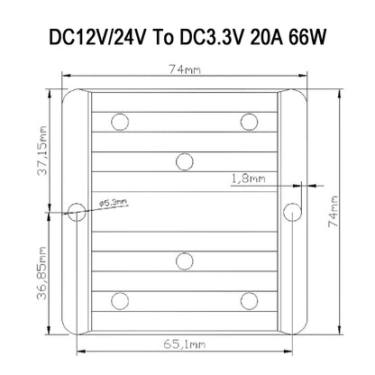 DC 12V/24V To 3.3V 20A 66W Converter Regulator Power Supplies Transformer Generic