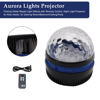 Ocean Wave Aurora Projector Lamp Colorful LED Night Light Remote Bedroom