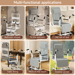 4-in-1 Patient Lift Wheelchair with Potty & Reclining Bed Function
