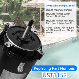 Pool Pump 1.5 HP UST1152 Pool Pump Replacemen Motor For HAYWARD SUPER PUMP