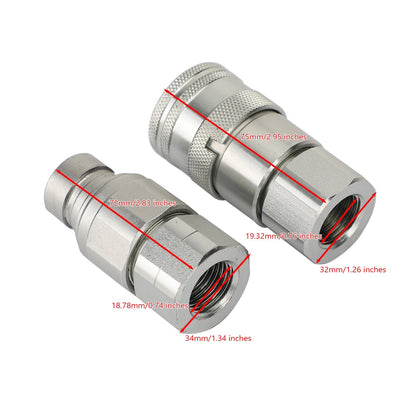 1/2" NPT Pair Hydraulic Flat Face Quick Coupler Skid Steer For Bobcat ISO 16028 Generic