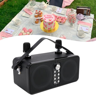Wireless Bluetooth Speaker Dual Microphone Karaoke All-In-One Outdoor Portable