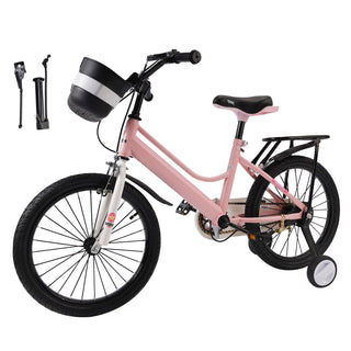 16" Kids Bike for Boys and Girls with auxiliary wheels & Rack Pink