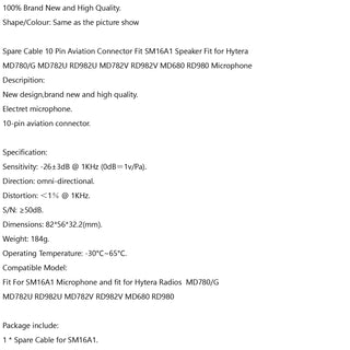 Spare Cable 10 Pin Aviation Connector Fit for Hytera MD780/G MD782U RD982U RD980