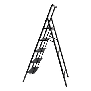5-Step Folding Ladder, Aluminum with Anti-Slip Pedal - Heavy Duty & Stable Step Stool