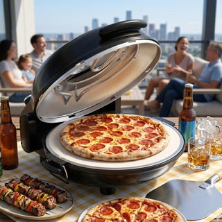 Electric Pizza Maker–12 Inch Electric Pizza Oven Indoor Countertop Maker with Ceramic Stone Heats up to 800˚F