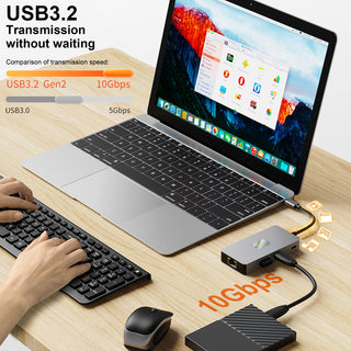 7 in 1 TYPE-CtoRJ45 2.5G 10G USB3.2 HDMI PD100W SD TF Interface Hub for MacBook