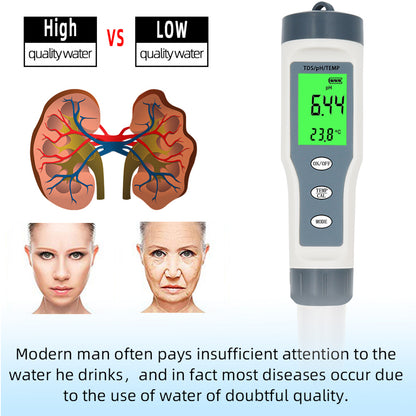 3 In 1 Digital PH TDS TEMP Waterproof Water Quality Meter Tester Test Pen Tool