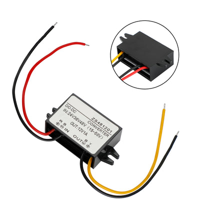 Waterproof Buck Step Down Converter DC24V 36V 48V to DC12V 1A Car Power Module Generic