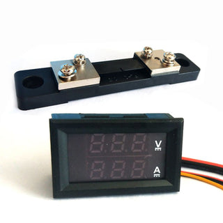DC 100A 100V Digital Amp Volt Meter Voltmeter Ammeter Blue Red LED Current Shunt