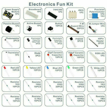 Electronics Component Basic Starter Kit w/830 Tie-Points Breadboard Resistor Generic