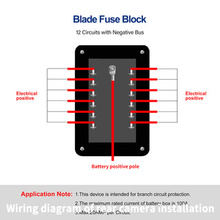 One in Twelve out Blade Fuse Box Block Holder for Car Marine Boat RV Waterproof
