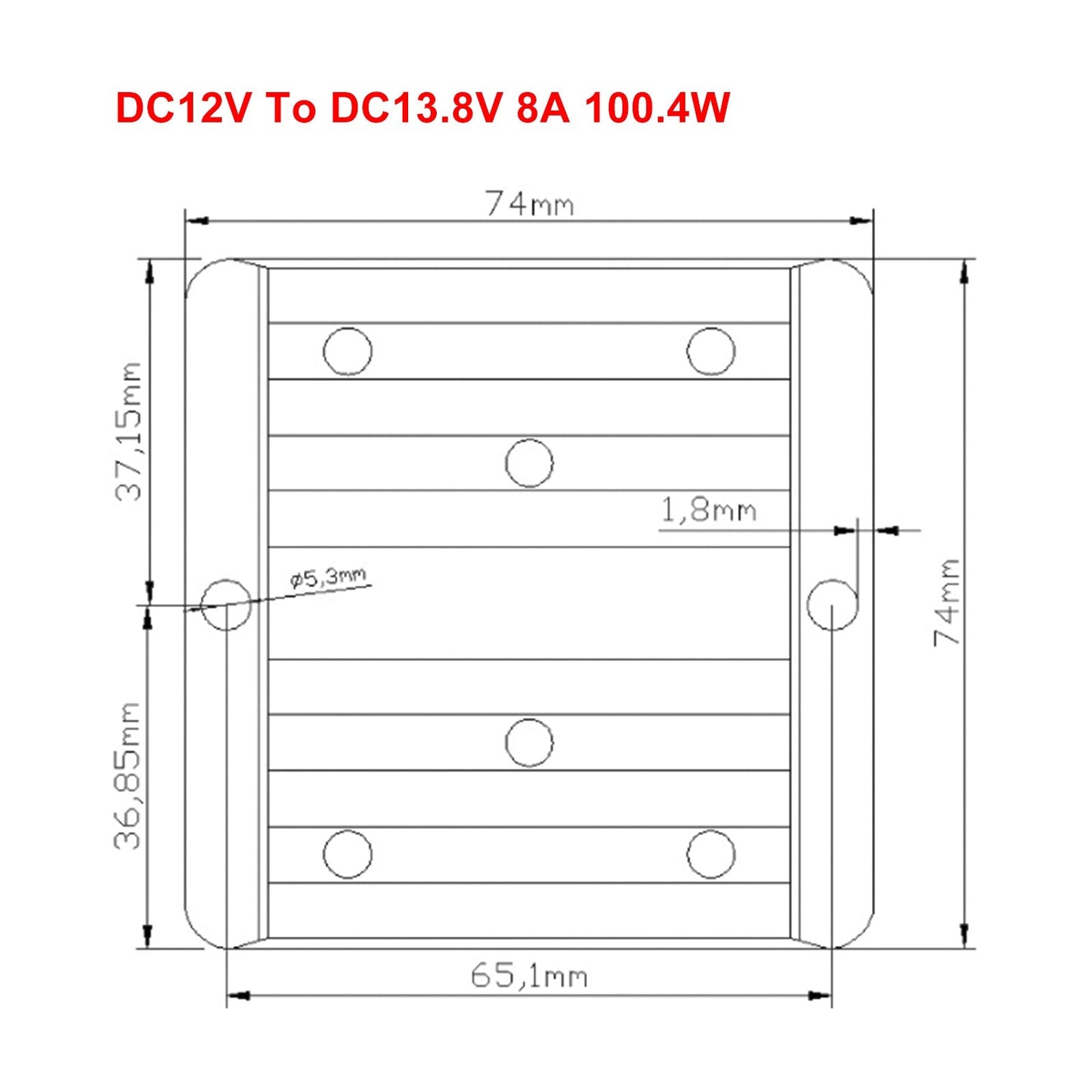 Waterproof DC/DC Converter Regulator 12V Step Up to 13.8V 8A 110.4W Generic