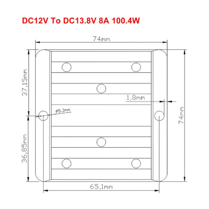 Waterproof DC/DC Converter Regulator 12V Step Up to 13.8V 8A 110.4W Generic