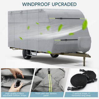 topteng 5 Layers Camper Cover 27'-30' Travel Trailer RV Cover Windproof Extra Thick  with Adhesive Repair Patches