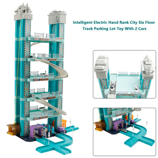 Intelligent Electric Hand Rank City Six Floor Track Parking Lot Toy With 2 Cars Toy