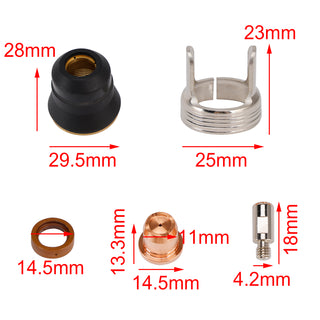 24 Pcs IPT40 Plasma Cutting Torch Tips Electrode Shield Cap For CUT-55DS CUT-65DS