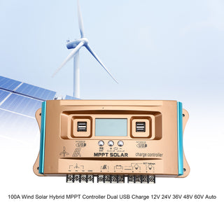 12V-60V 100A MPPT Dual USB Charge Wind-Solar Hybrid System Controller Auto