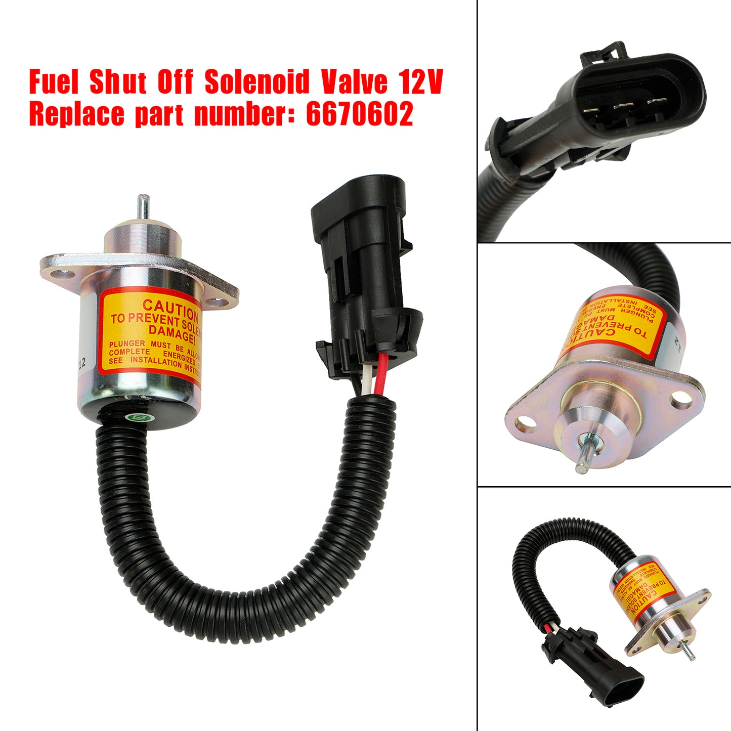 6670602 Fuel Shut Off Solenoid Valve For Bobcat Loader(s) 463 553 S70 S100 12V Generic