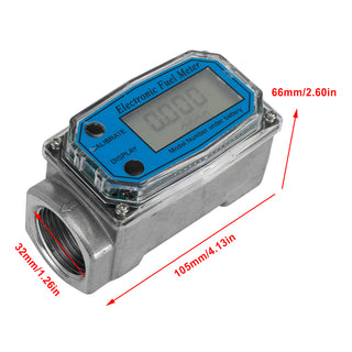 1" Digital Turbine Flow Meter LCD Display Flowmeter Flow Rate Of 10-100LPM