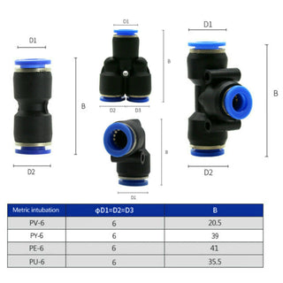 40Pcs Quick 6mm OD Plastic Pneumatic Push Connector Air Line Fittings