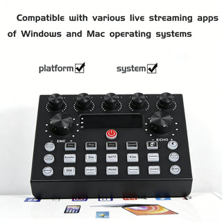 V8s Sound Card Live Sound Card Set for Podcast Record Sing Streaming and Gaming