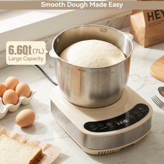 Electric Dough Mixer 7.4qt Large Capacity Electric Dough Maker with Ferment Function For Baking Bread Dough&Pizza Dough 304 Stainless Steel Kitchen Stand Mixer