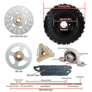 Various ATV Quad Go Kart Rear Live Axle Kit Sprocket Brake Wheel