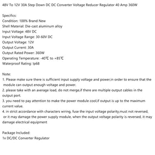 Areyourshop WaterProof 48V to 12V 30A 360W Step Down DC/DC Power Converter Regulator