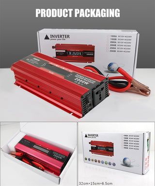 Car Power Converter Inverter DC 12V To AC 220V LCD 2000W  Charger LED Display